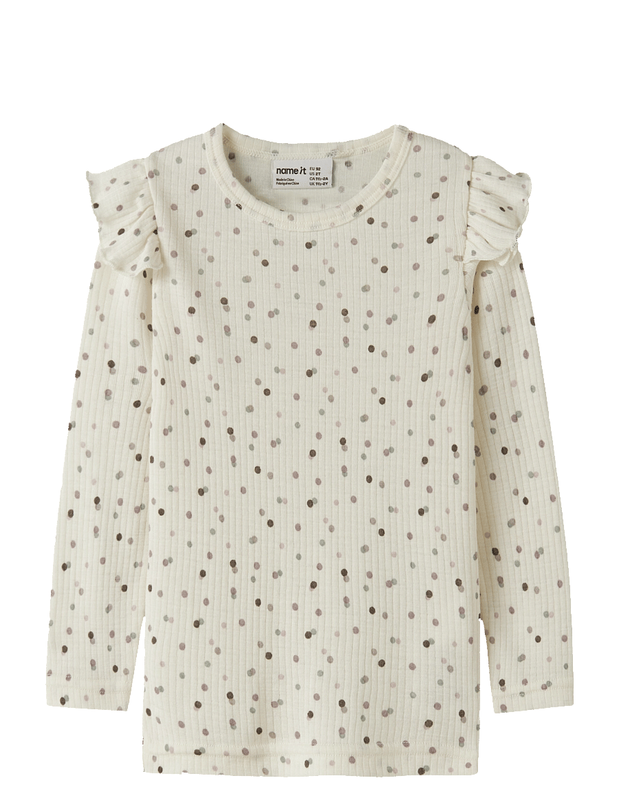 name it - NMFWOMI WO/MO LS TOP - langærmede t-shirts - snow white - 0