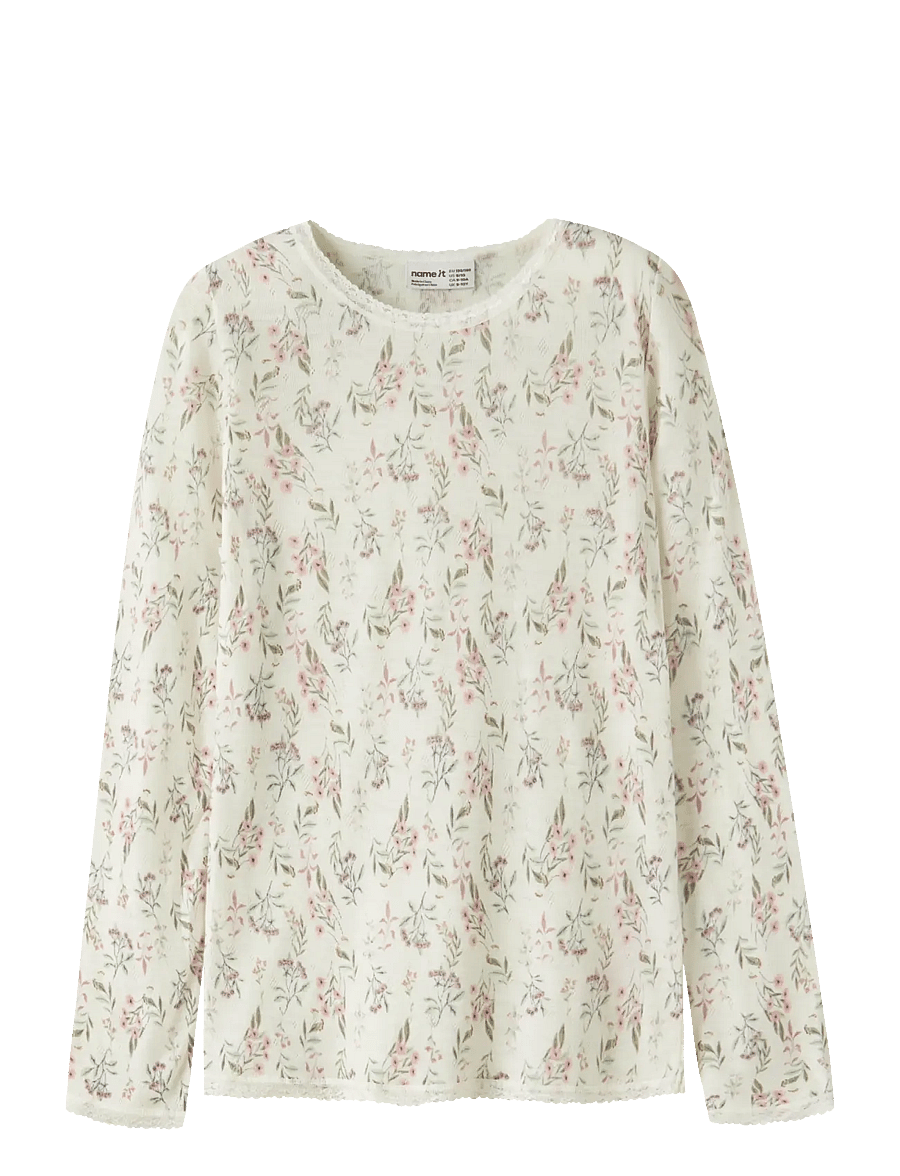 name it - NKFWANG WOOL NEEDLE LS TOP - langärmelig - snow white - 0