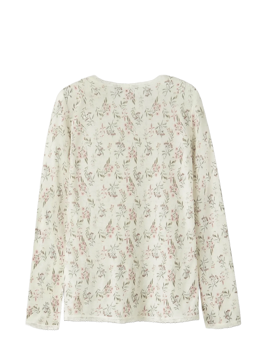 name it - NKFWANG WOOL NEEDLE LS TOP - langärmelig - snow white - 1
