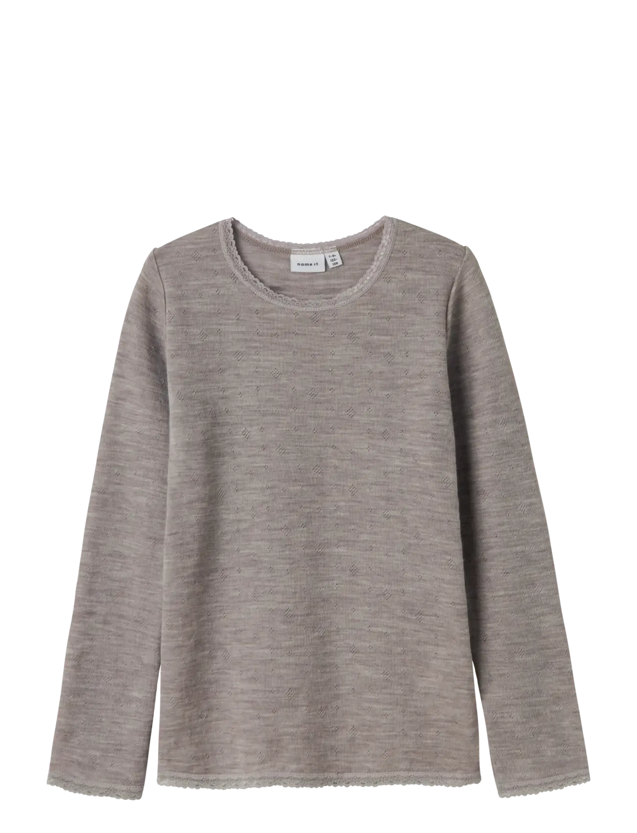 name it NKFWANG WOOL NEEDLE LS TOP SOLID - Iekšējais slānis – augšdaļas apģērbs - SATELLITE / grey