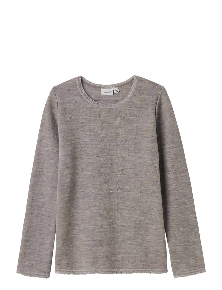 name it - NKFWANG WOOL NEEDLE LS TOP SOLID - langärmelig - satellite - 0