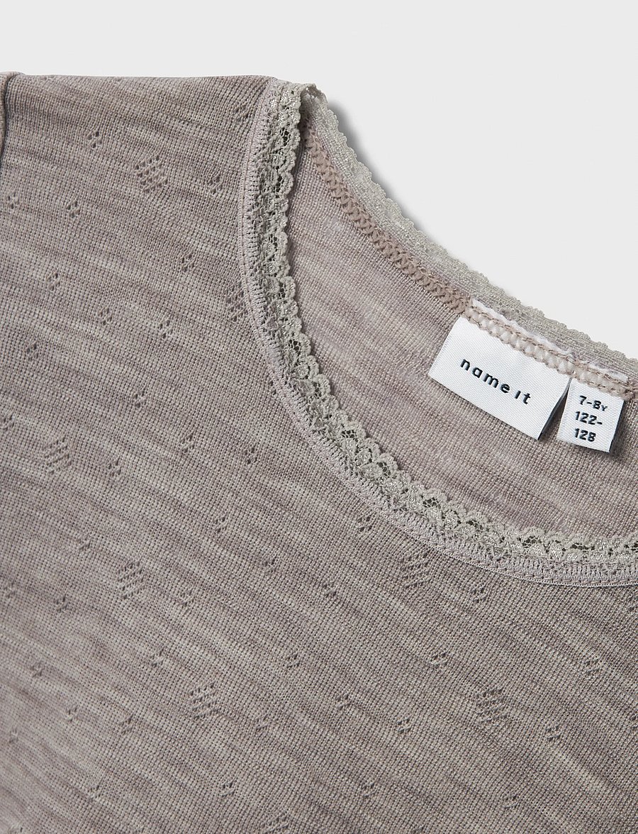 name it - NKFWANG WOOL NEEDLE LS TOP SOLID - langärmelig - satellite - 2