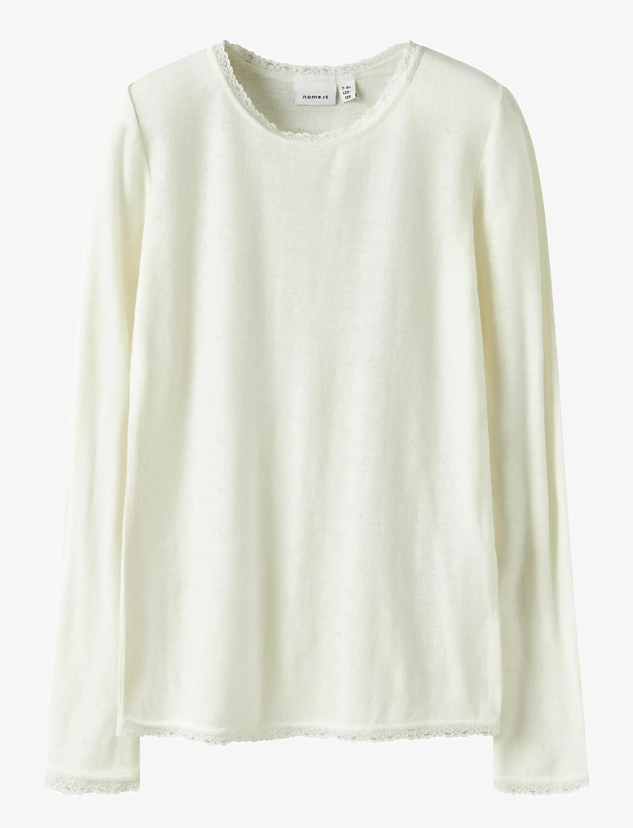 name it - NKFWANG WOOL NEEDLE LS TOP SOLID - pikkade varrukatega t-särgid - snow white - 0