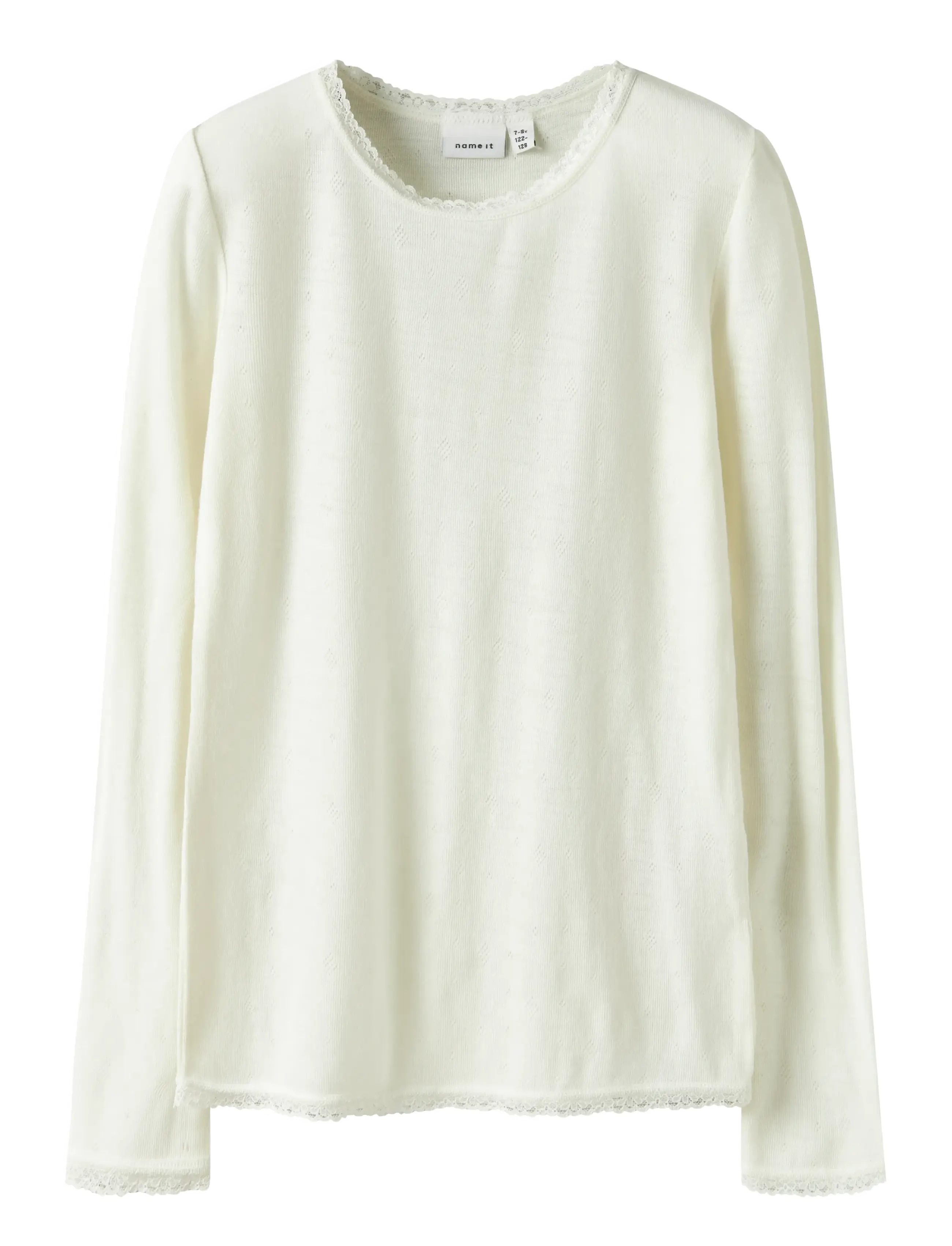 name it NKFWANG WOOL NEEDLE LS TOP SOLID - 4 for 3 - SNOW WHITE / white
