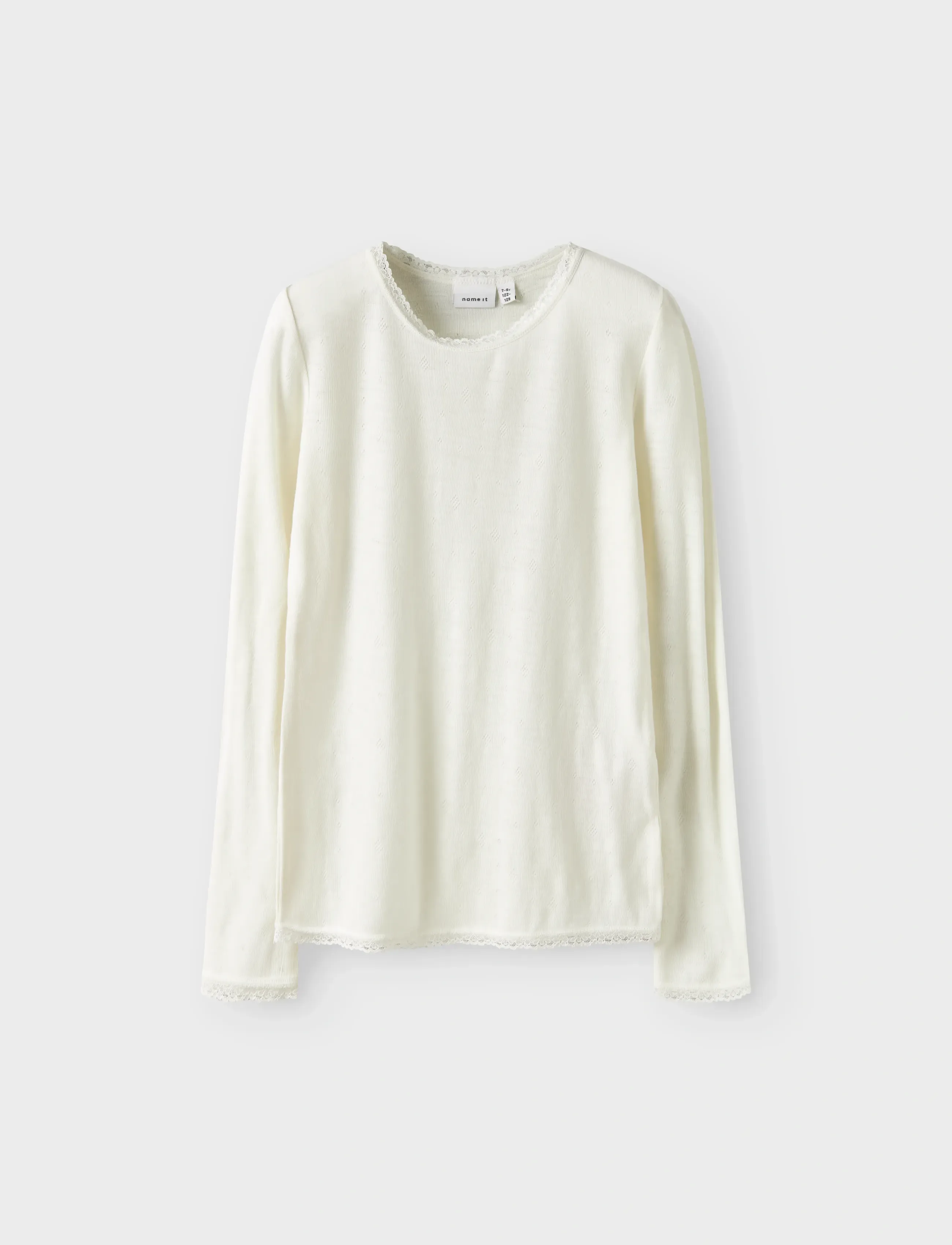 name it - NKFWANG WOOL NEEDLE LS TOP SOLID - langærmede t-shirts - snow white - 0
