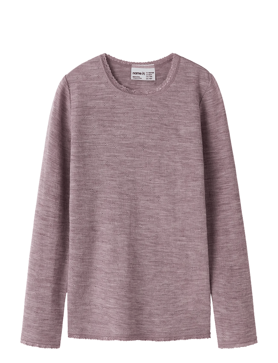 name it - NKFWANG WOOL NEEDLE LS TOP SOLID - langärmelig - toadstool - 0