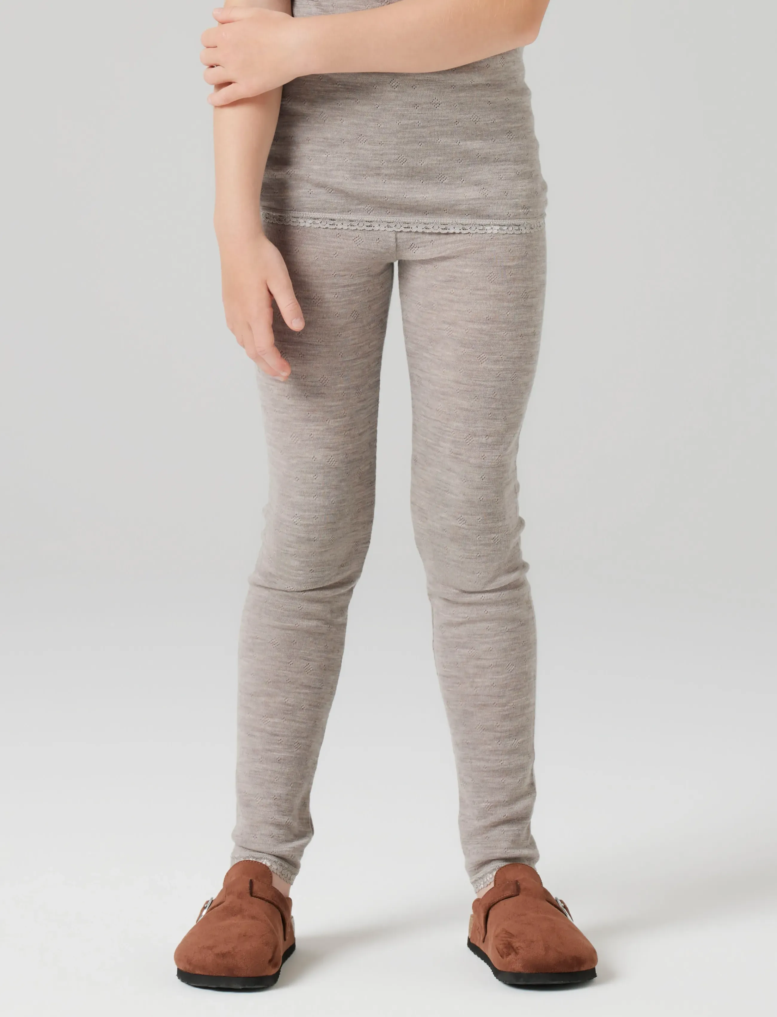 name it NKFWANG WOOL NEEDLE LEGGING SOLID - Leggings - SATELLITE / beige