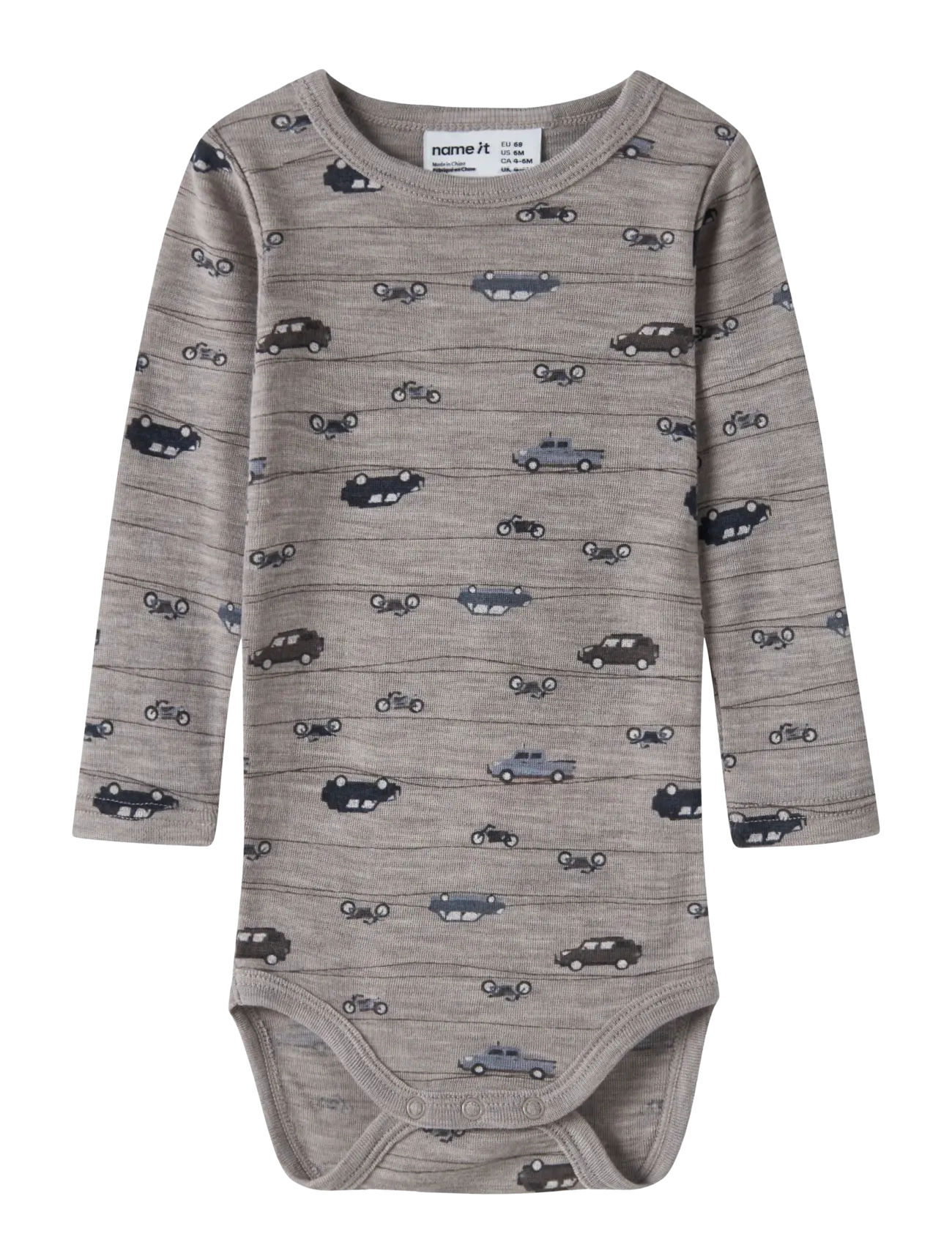 name it NBMWANG WOOL RIB LS BODY AOP NOOS - Fatnaður - SATELLITE / grey