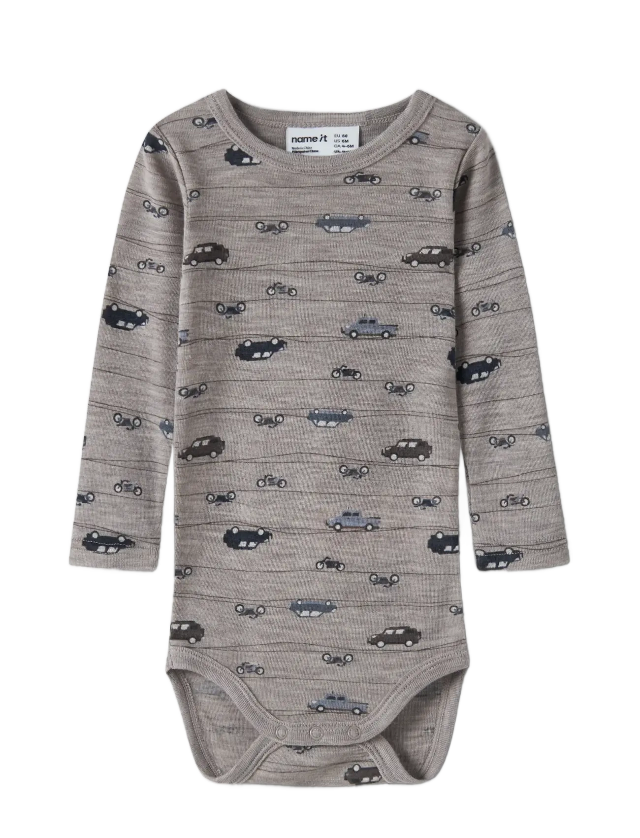name it - NBMWANG WOOL RIB LS BODY AOP NOOS - base layer baby - satellite - 2