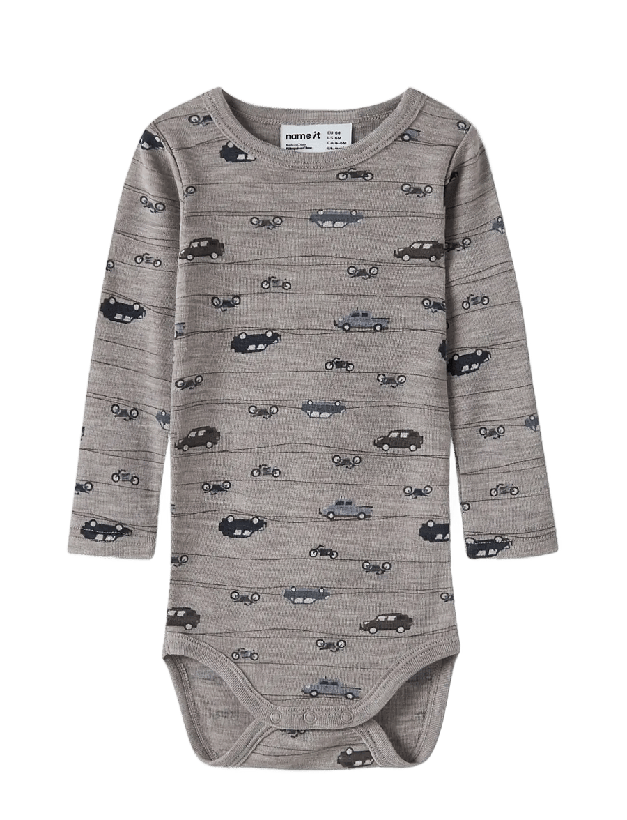 name it - NBMWANG WOOL RIB LS BODY AOP NOOS - base layer baby - satellite - 2