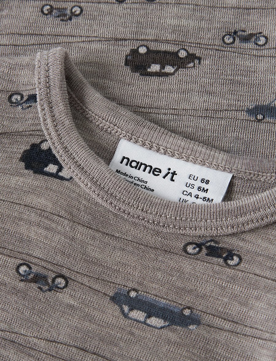 name it - NBMWANG WOOL RIB LS BODY AOP NOOS - base layer baby - satellite - 4
