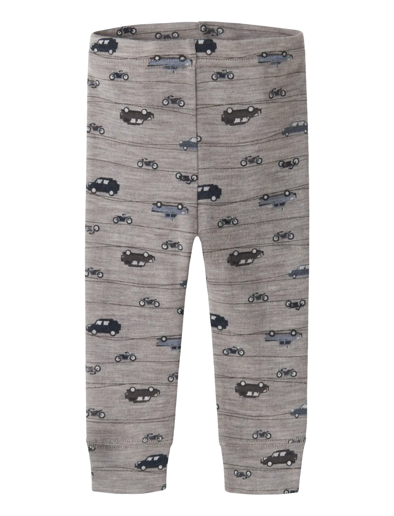 name it Nbmwang Wool Rib Longjohn Aop Noos, 74, Grey, Base Layers > Base Layer Underdele, Børn