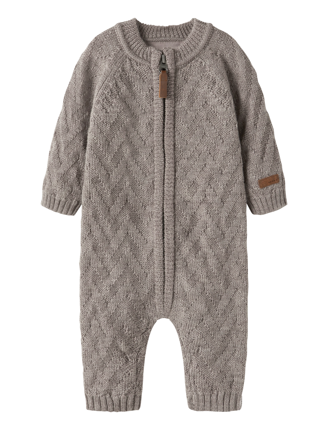 name it NBNWRUNI WOOL LS KNIT SUIT - Tøj - SATELLITE / beige