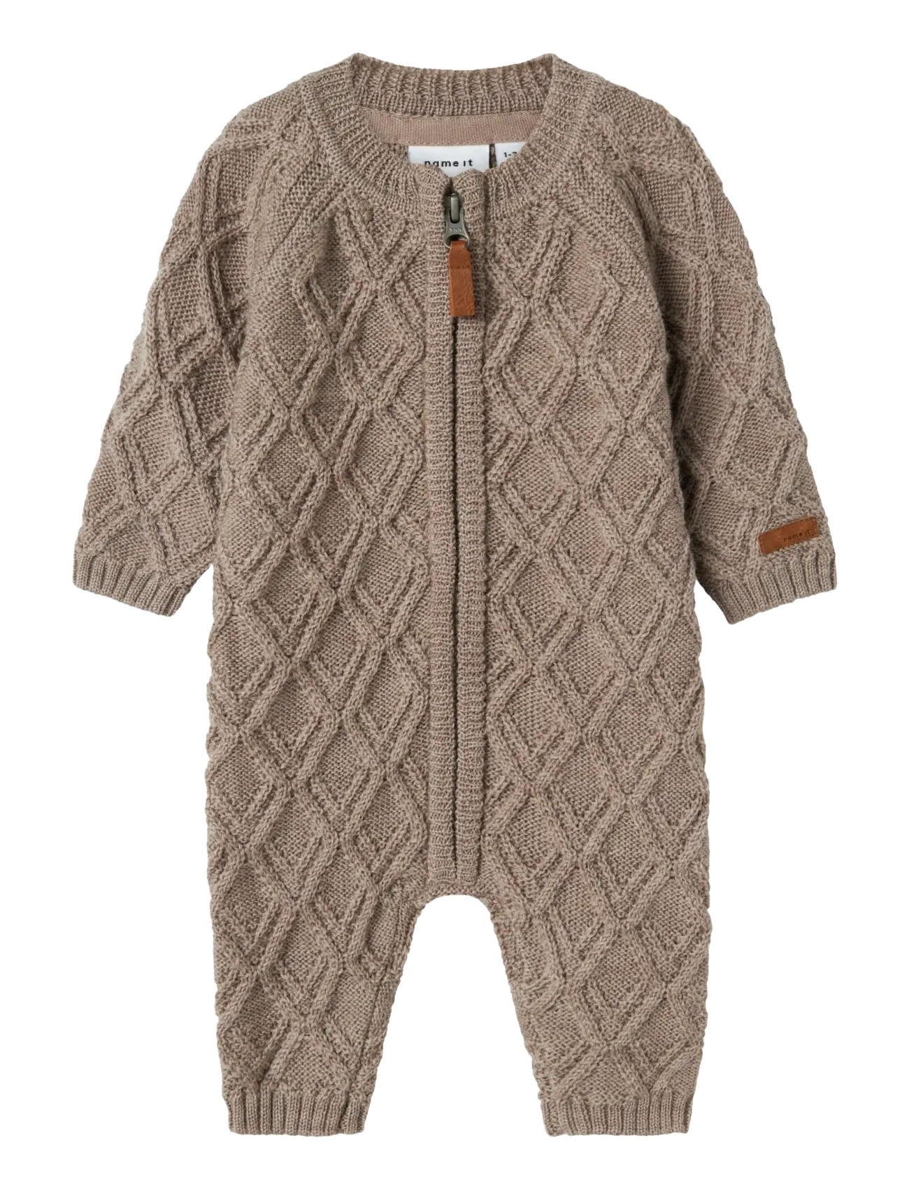 name it NBNWRUNI WOOL LS KNIT SUIT - Funkionsunterwäsche - baby - SATELLITE / beige