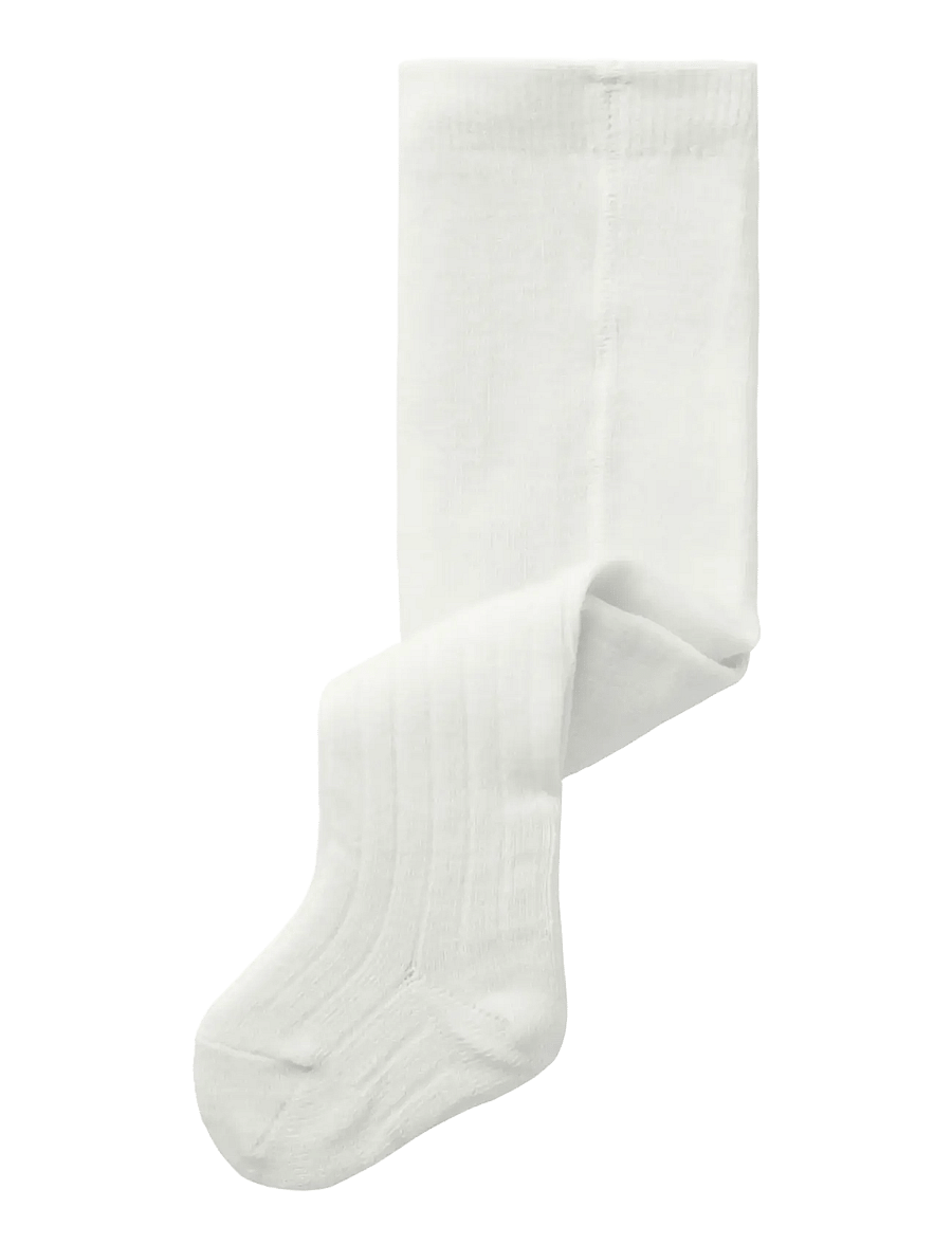 name it - NBMWAKMA WO/BL RIB PANTYHOSE - strømpebukser - snow white - 1