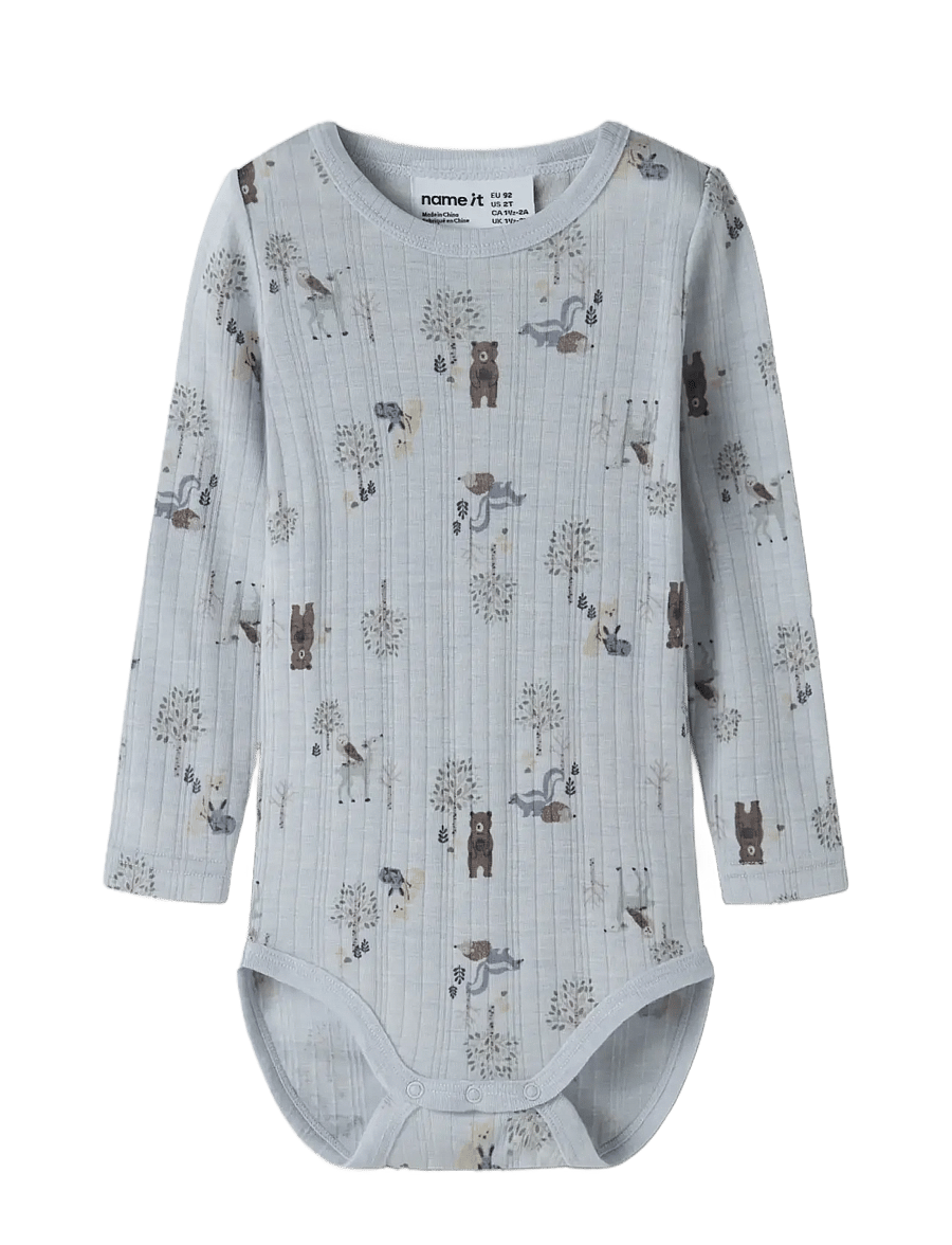 name it - NMMWANG WOOL NEEDLE LS BODY - underställ baby - arctic ice - 2