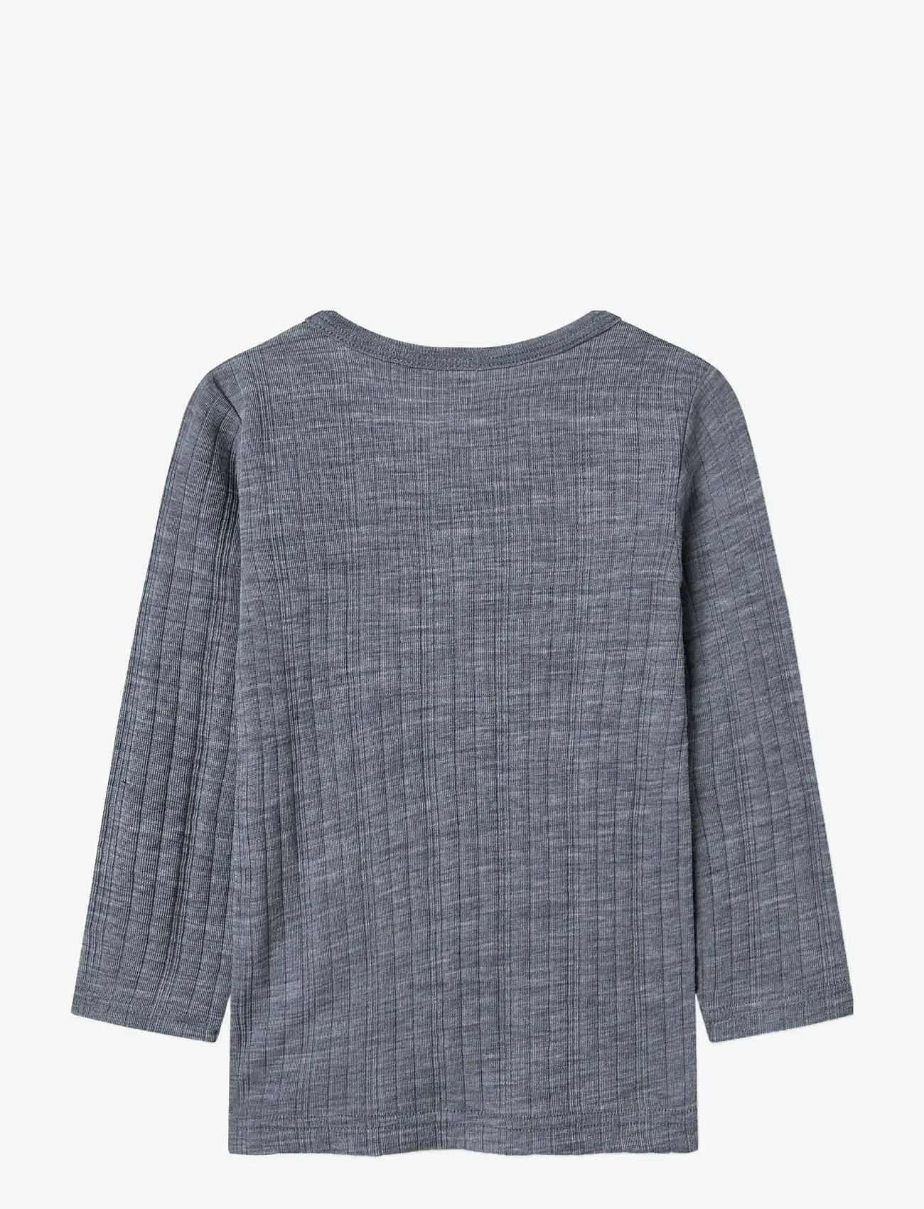 name it - NMMWANG WOOL NEEDLE LS TOP SOLID NOOS - long-sleeved t-shirts - folkstone gray - 2