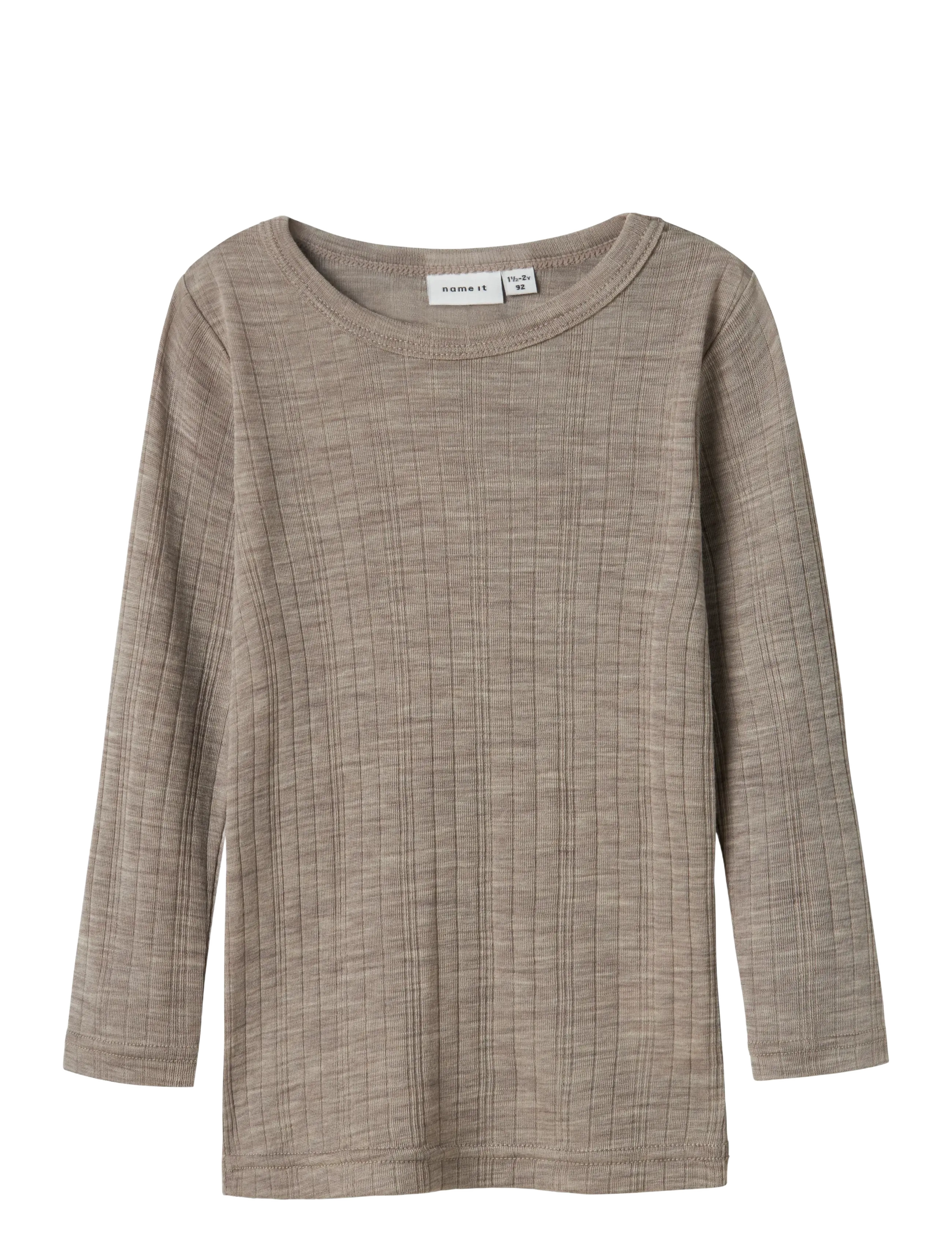 name it NMMWANG WOOL NEEDLE LS TOP SOLID NOOS - Uldundertøj baby - SATELLITE / brown