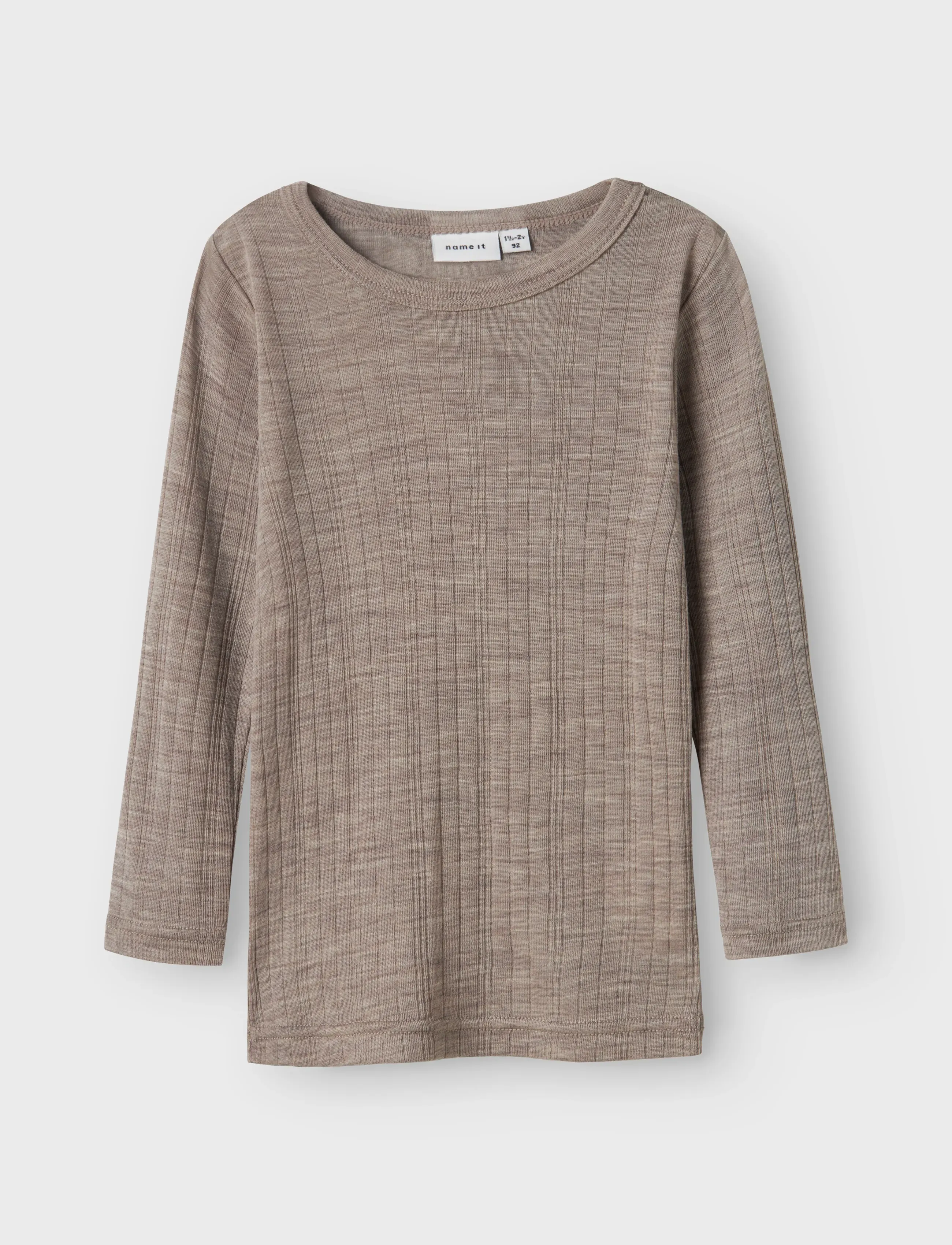 name it NMMWANG WOOL NEEDLE LS TOP SOLID NOOS - Topy i Koszulki - SATELLITE / brown
