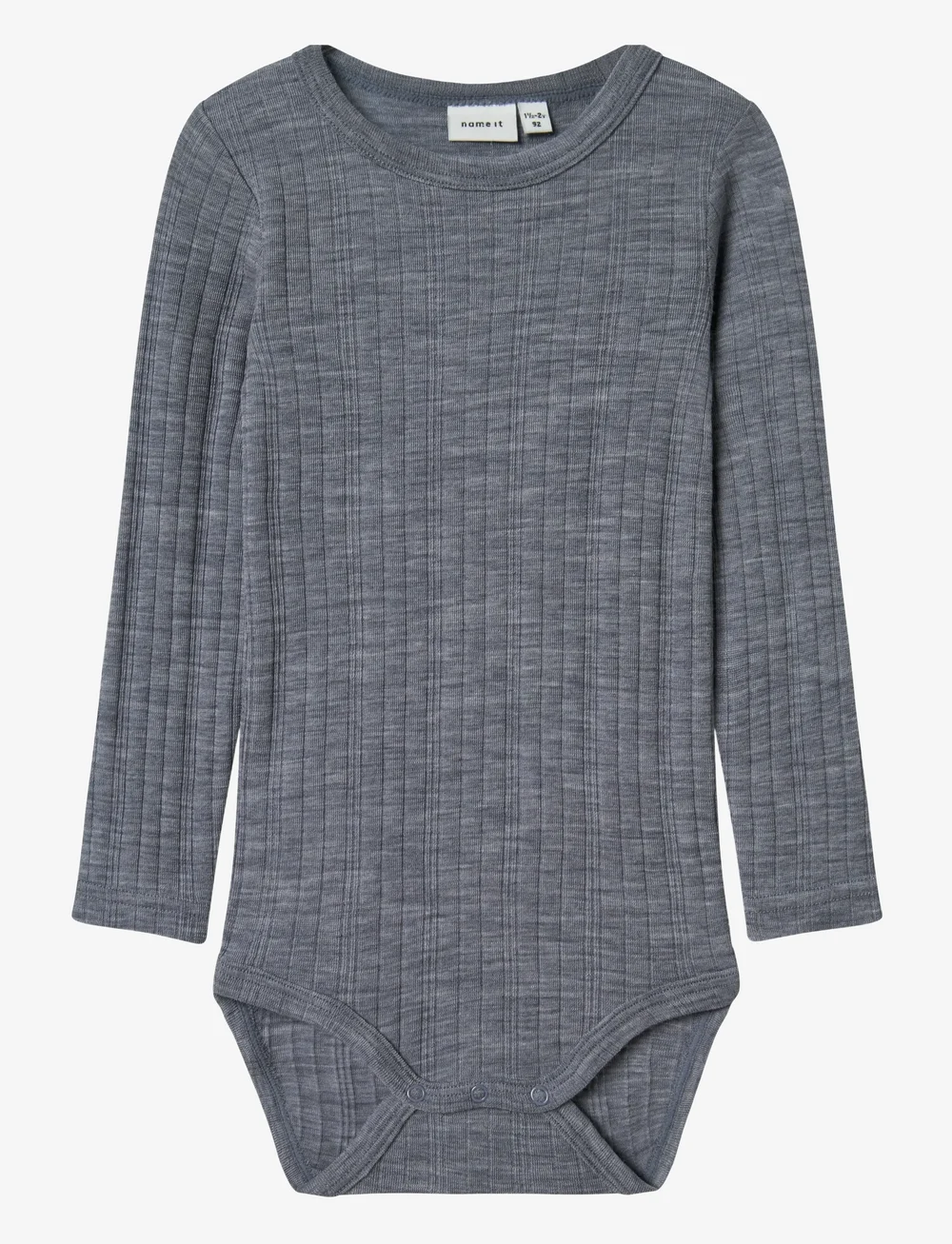 name it - NMMWANG WOOL NEEDLE LS BODY SOLID NOOS - base layer baby - folkstone gray - 0