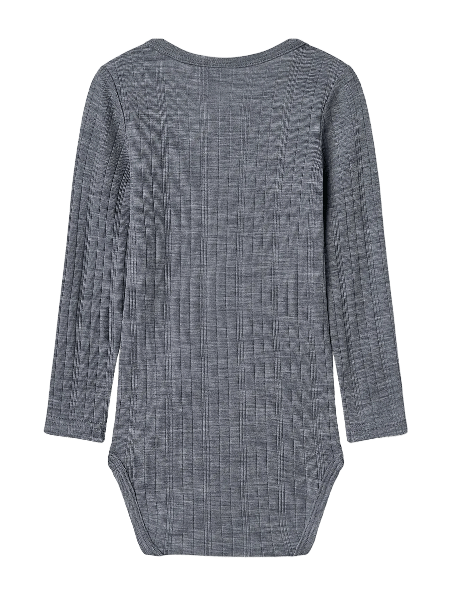 name it - NMMWANG WOOL NEEDLE LS BODY SOLID - langärmelige bodys - folkstone gray - 1