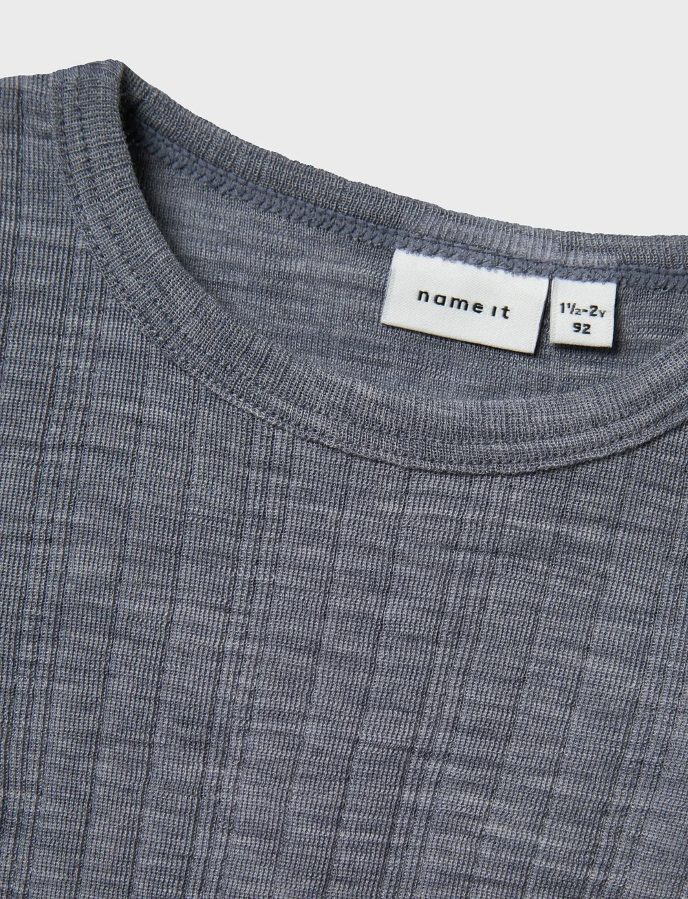 name it - NMMWANG WOOL NEEDLE LS BODY SOLID NOOS - base layer baby - folkstone gray - 2