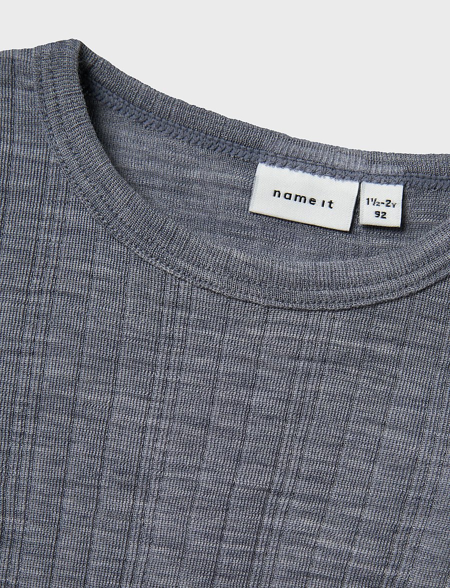 name it - NMMWANG WOOL NEEDLE LS BODY SOLID - langärmelige bodys - folkstone gray - 2