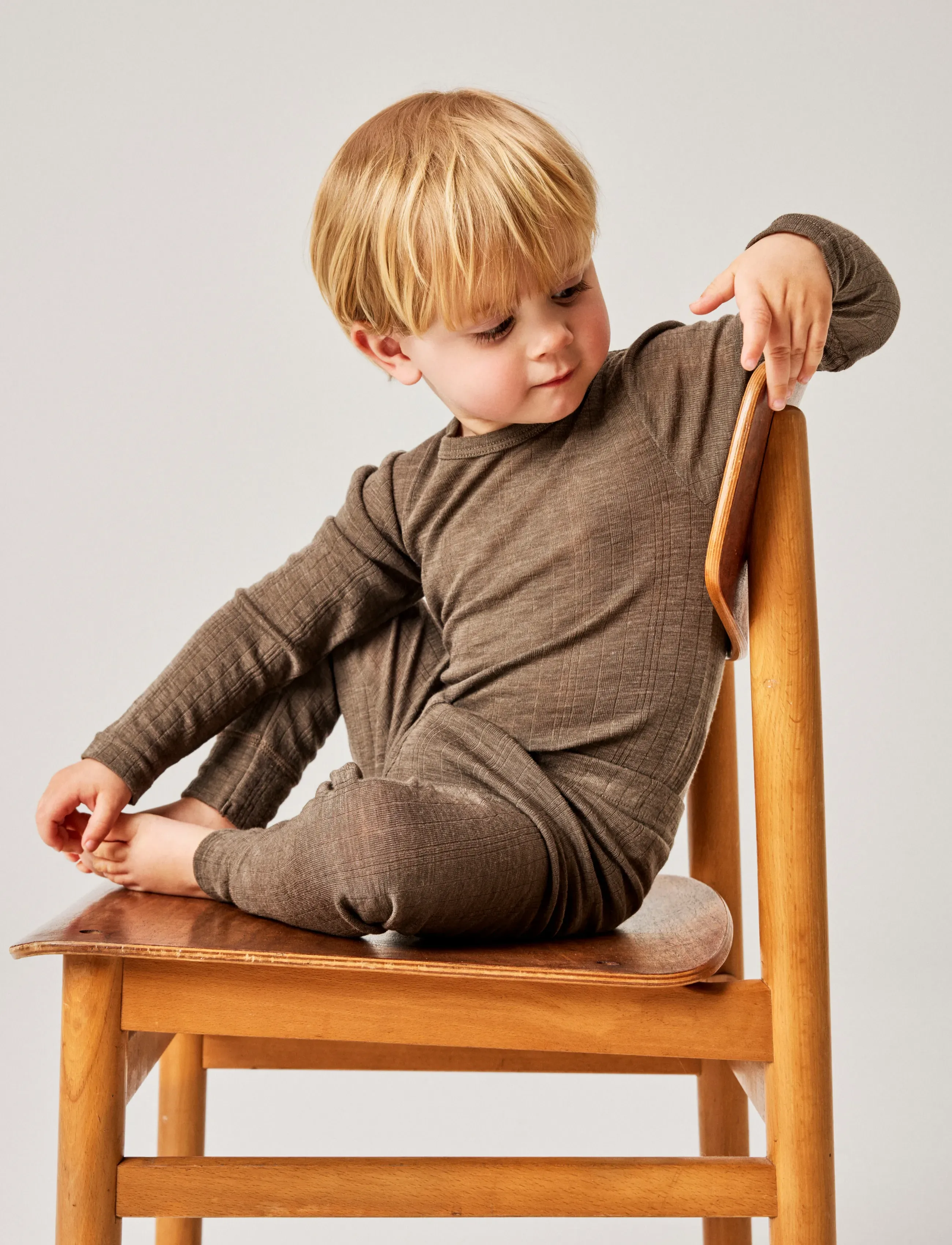 name it - NMMWANG WOOL NEEDLE LS BODY SOLID - base layer baby - morel - 2