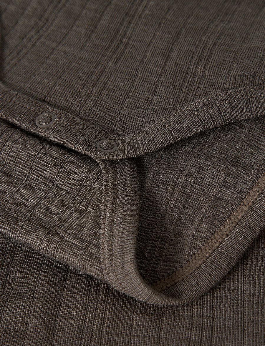 name it - NMMWANG WOOL NEEDLE LS BODY SOLID - base layer baby - morel - 4
