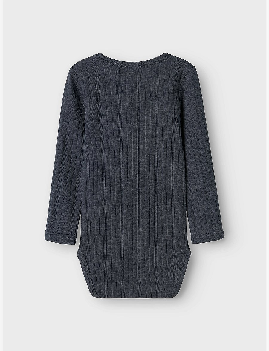 name it - NMMWANG WOOL NEEDLE LS BODY SOLID - langärmelige bodys - ombre blue - 1