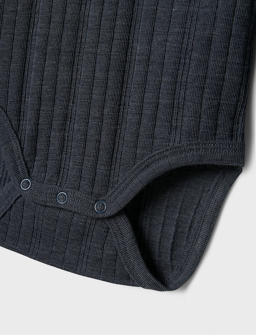 name it - NMMWANG WOOL NEEDLE LS BODY SOLID - langärmelige bodys - ombre blue - 3