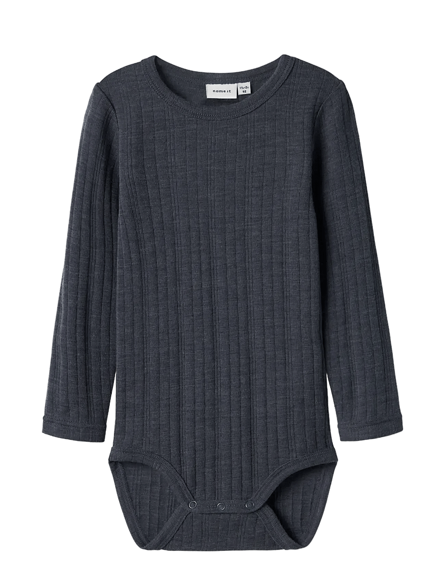 name it - NMMWANG WOOL NEEDLE LS BODY SOLID - langärmelige bodys - ombre blue - 2