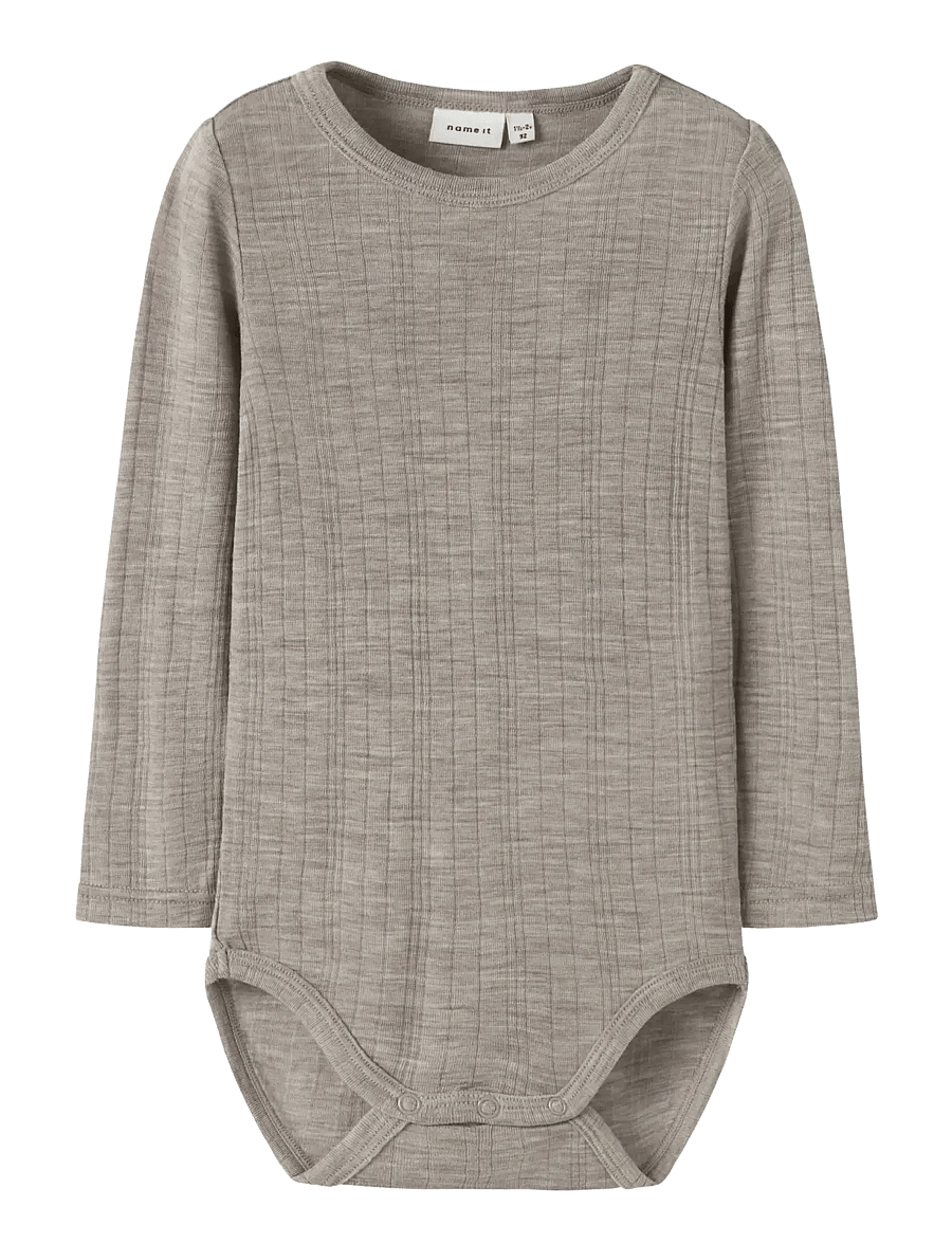 name it - NMMWANG WOOL NEEDLE LS BODY SOLID - base layer baby - satellite - 2