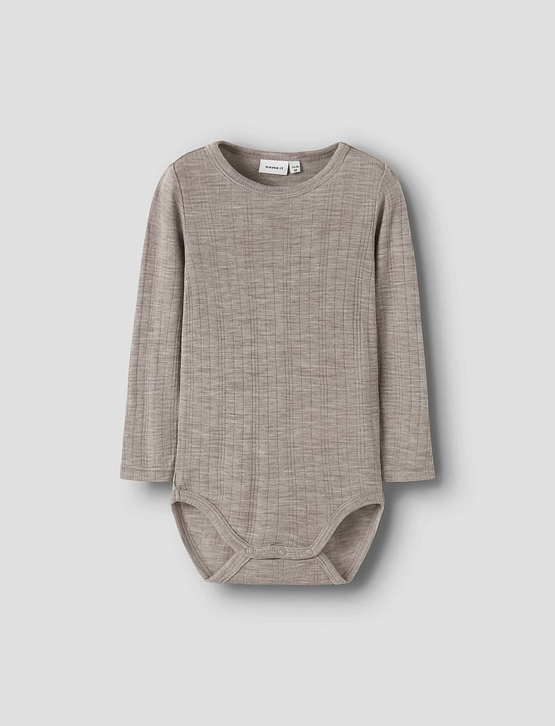 name it - NMMWANG WOOL NEEDLE LS BODY SOLID - base layer baby - satellite - 0