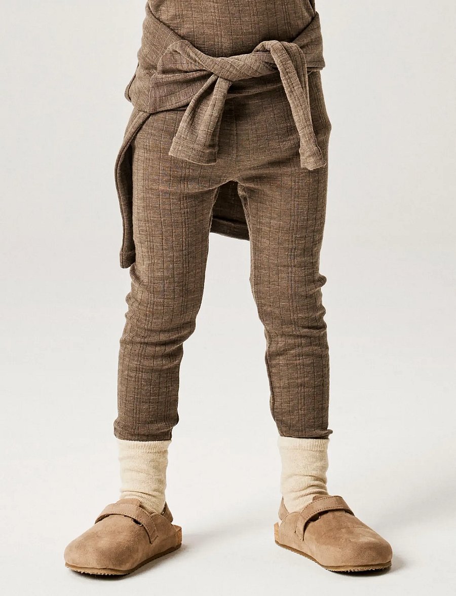 name it - NMMWANG WOOL NEEDLE LONGJOHN SOLID NOOS - morel - 2