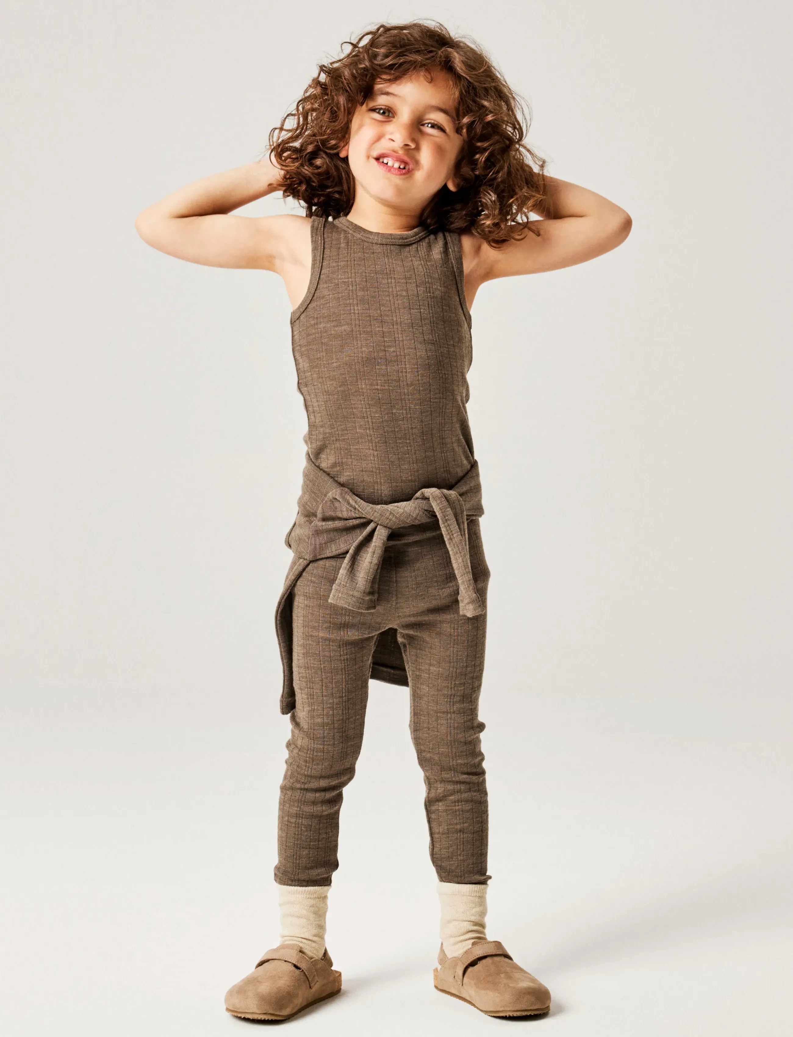 name it - NMMWANG WOOL NEEDLE TANK TOP - morel - 2