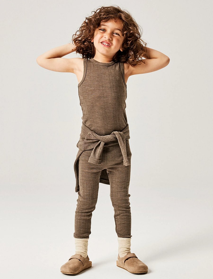 name it - NMMWANG WOOL NEEDLE TANK TOP - morel - 2