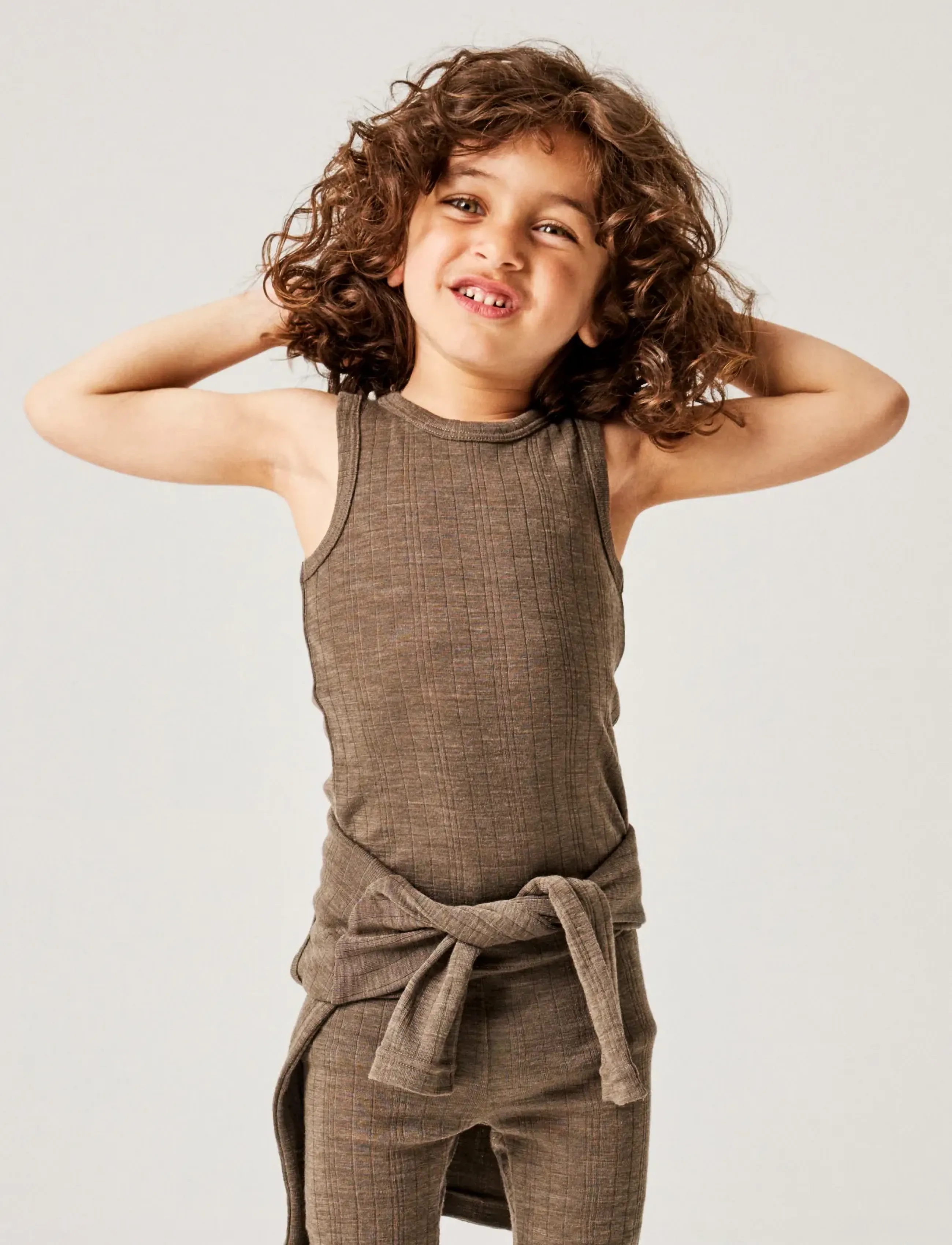 name it - NMMWANG WOOL NEEDLE TANK TOP - morel - 3