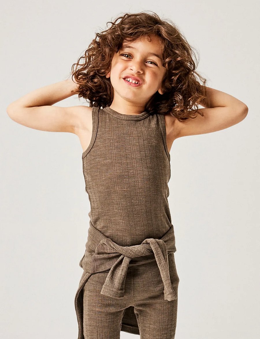 name it - NMMWANG WOOL NEEDLE TANK TOP - morel - 3