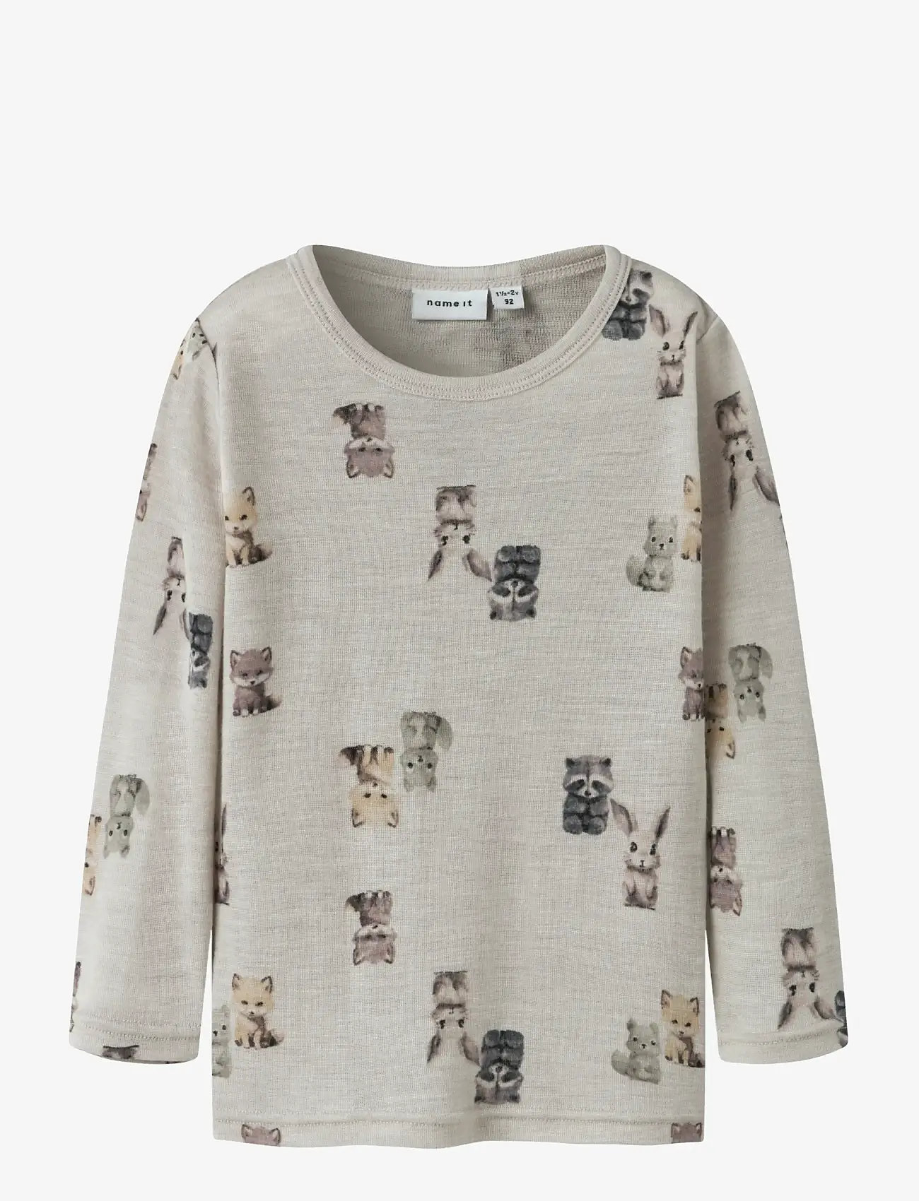 name it - NMMWANG WOOL RIB LS TOP AOP - långärmade t-shirts - nacreous cloud - 0