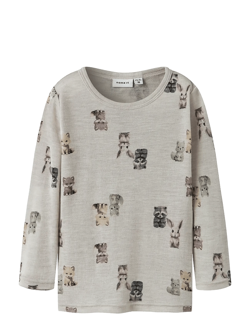 name it - NMMWANG WOOL RIB LS TOP AOP - långärmade t-shirts - nacreous cloud - 0