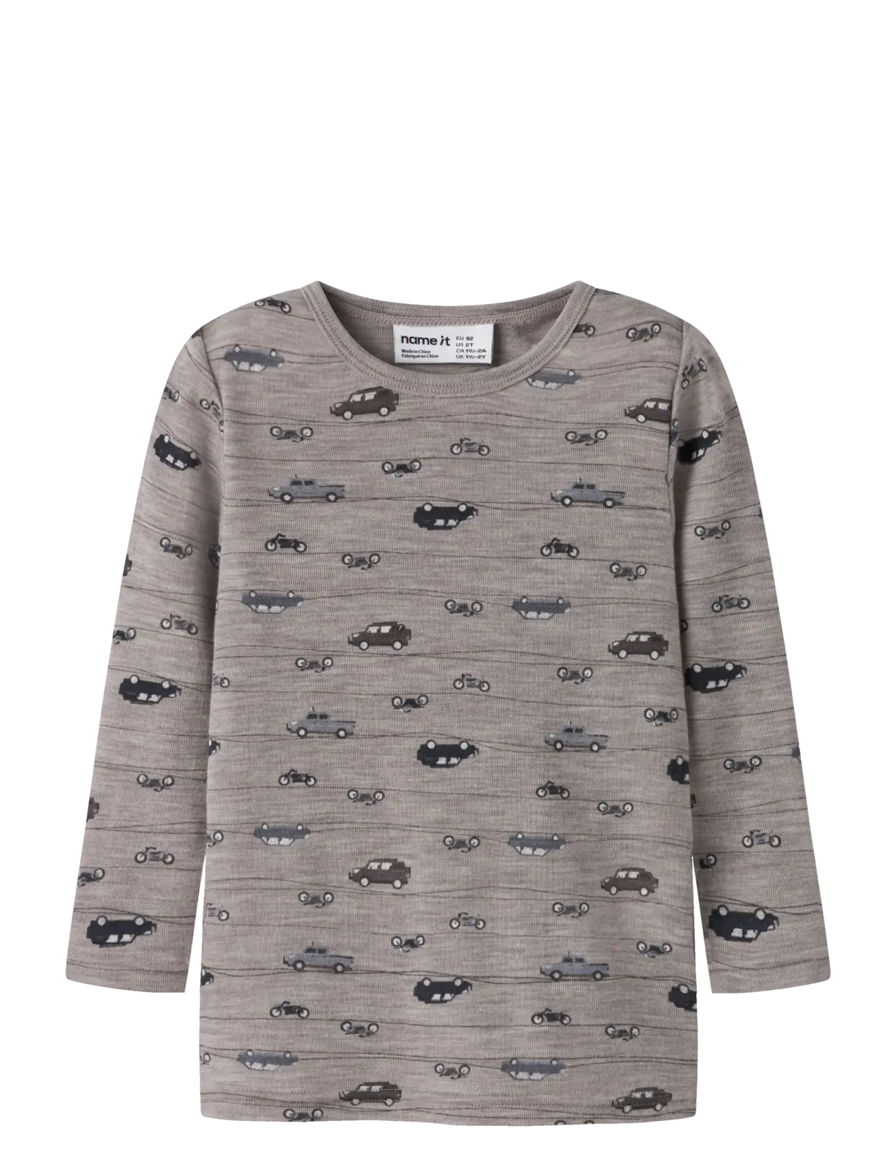 name it NMMWANG WOOL RIB LS TOP AOP NOOS - Oberteile - SATELLITE / grey
