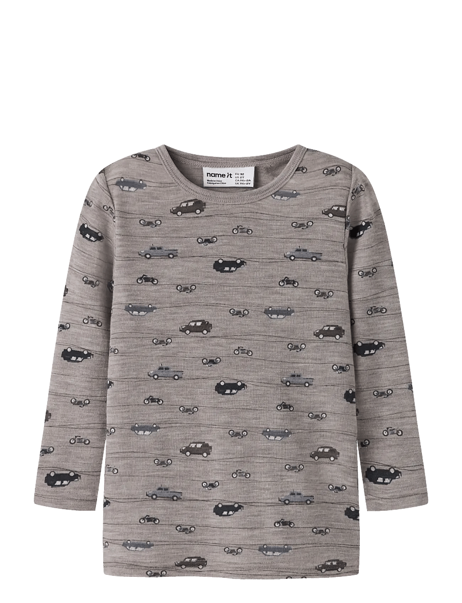 name it - NMMWANG WOOL RIB LS TOP AOP NOOS - satellite - 1