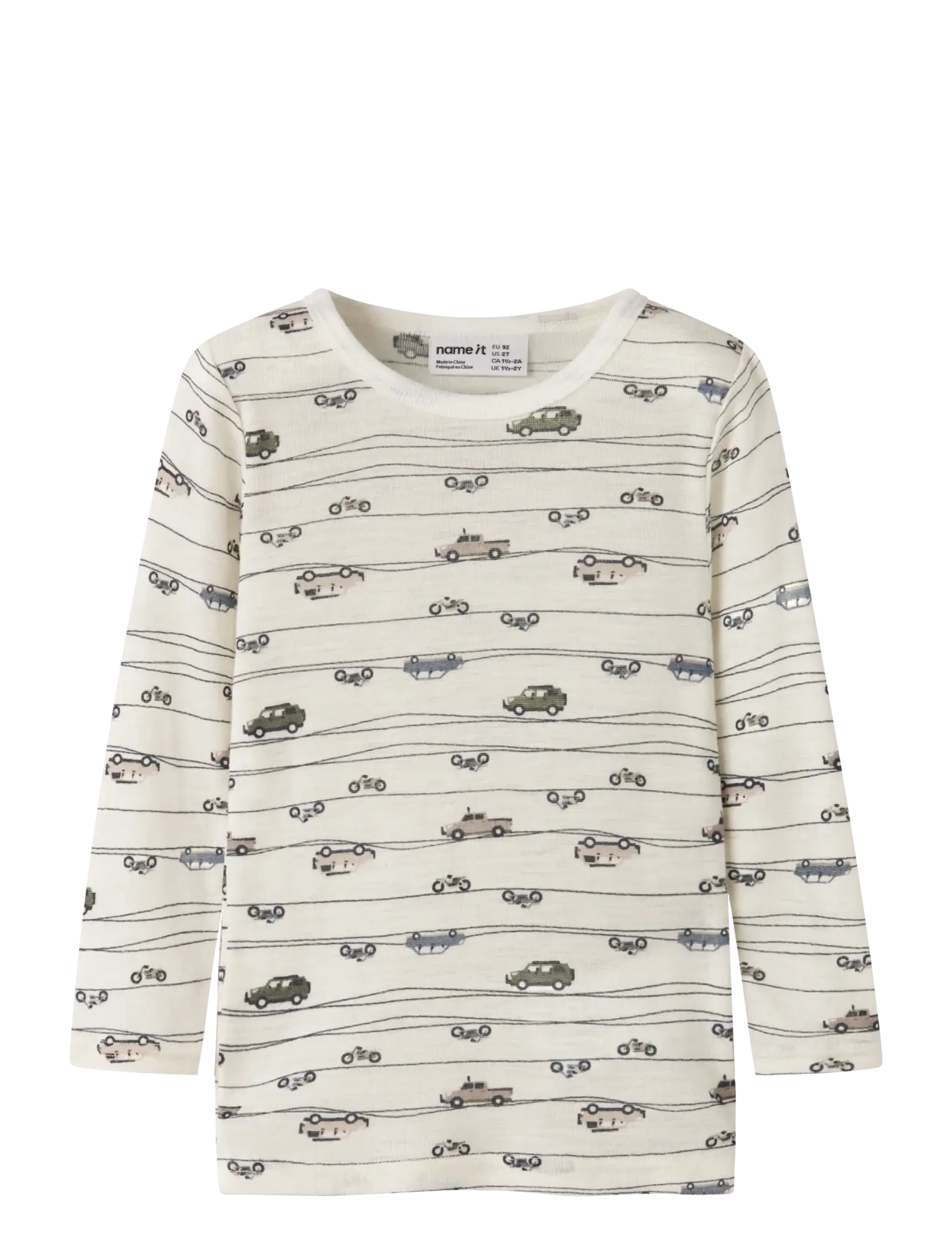 name it NMMWANG WOOL RIB LS TOP AOP NOOS - T-särgid - SNOW WHITE / white