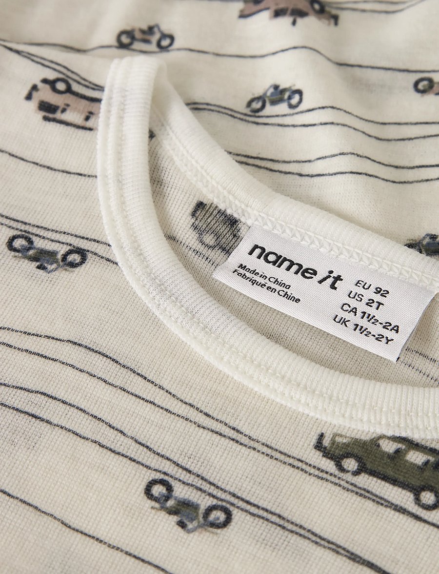 name it - NMMWANG WOOL RIB LS TOP AOP NOOS - pikkade varrukatega t-särgid - snow white - 2