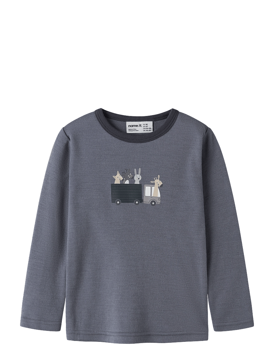 name it - NMMWILLIT WOOL LS TOP - folkstone gray - 0