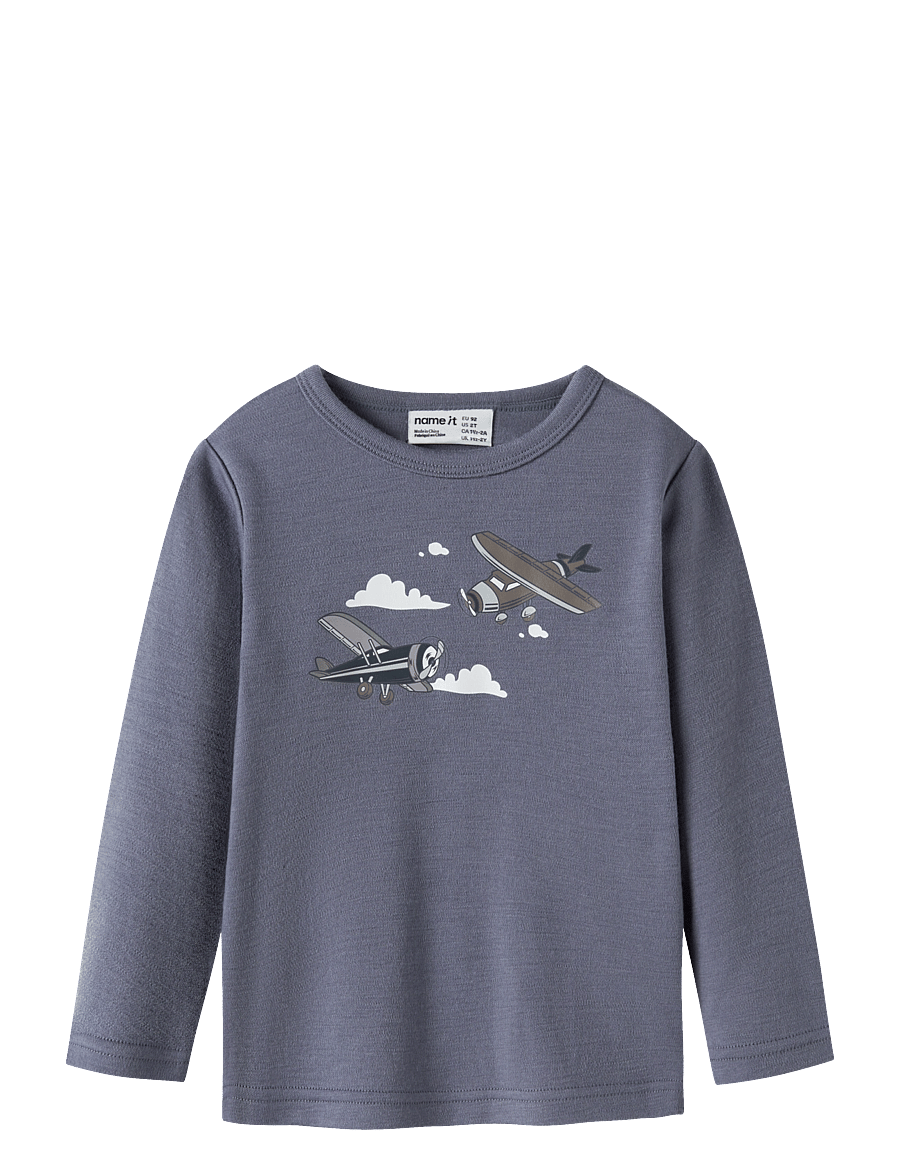 name it - NMMWILLITUS WOOL LS TOP NOOS - langærmede t-shirts - folkstone gray - 0