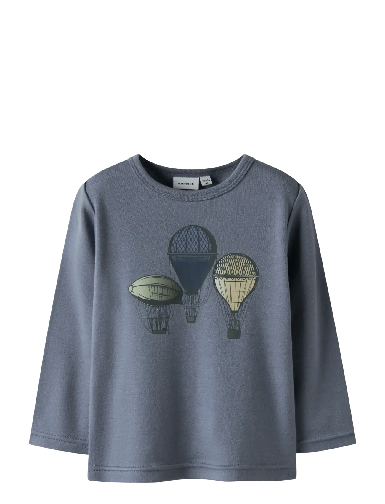 name it Nmmwillitus Wool Ls Top, Børn, Børne Uld Langærmet Bluse, Blå, Str: 92