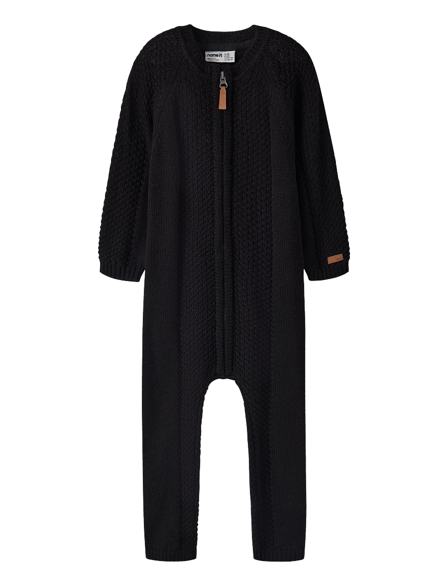 name it - NMMWRILLA WOOL LS KNIT SUIT - jumpsuits - black - 0