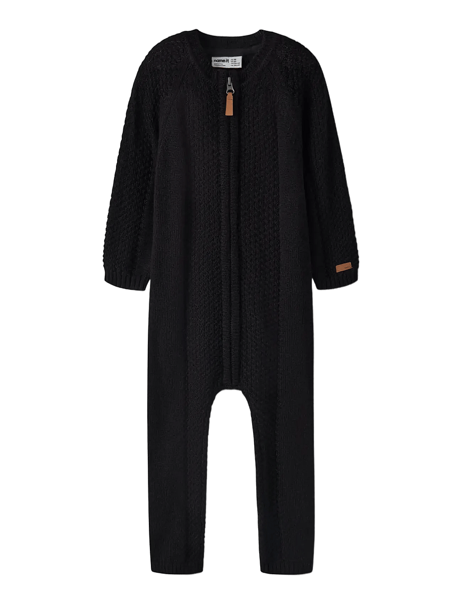 name it - NMMWRILLA WOOL LS KNIT SUIT - jumpsuits - black - 2